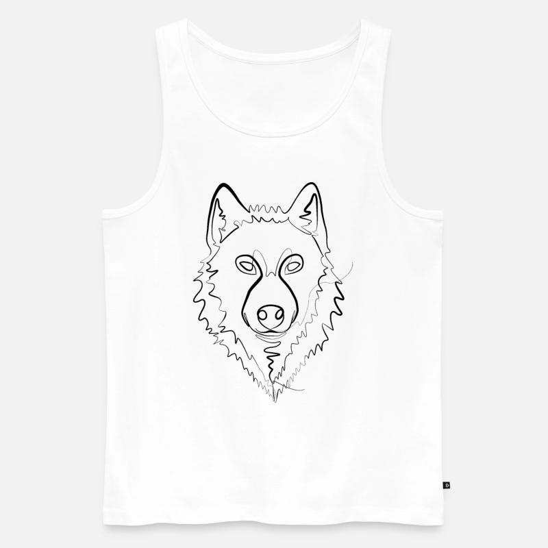 Wolf - one line drawing - Männer Premium Bio Tank Top - Weiß