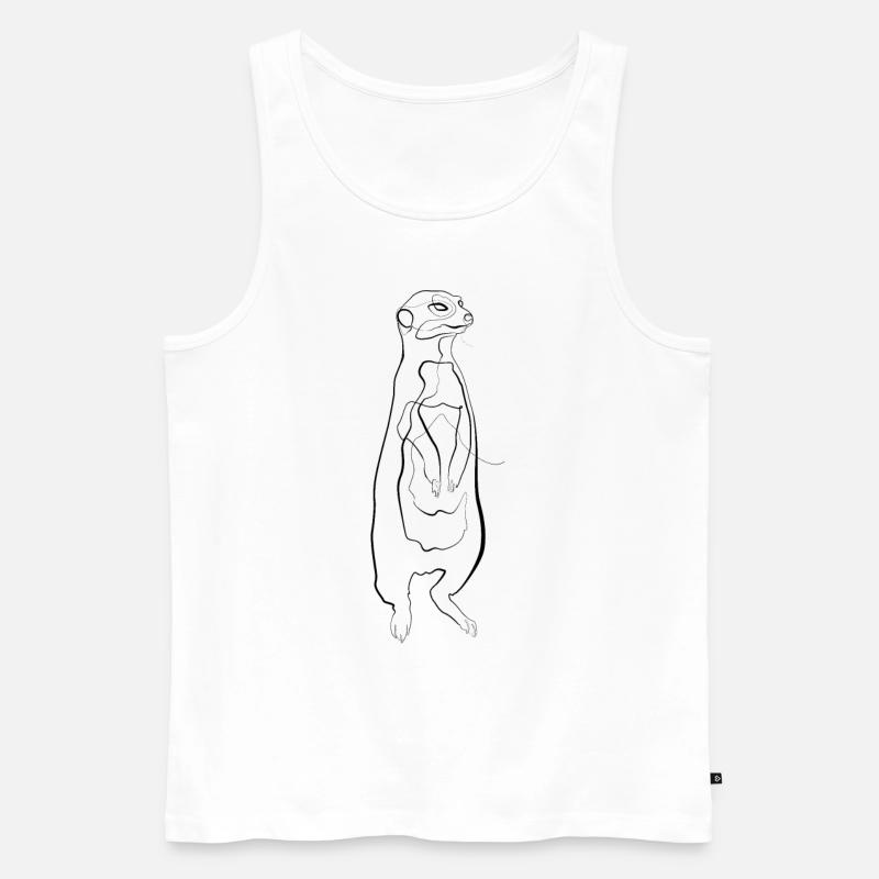 Erdmännchen - one line drawing - Männer Premium Bio Tank Top - Weiß