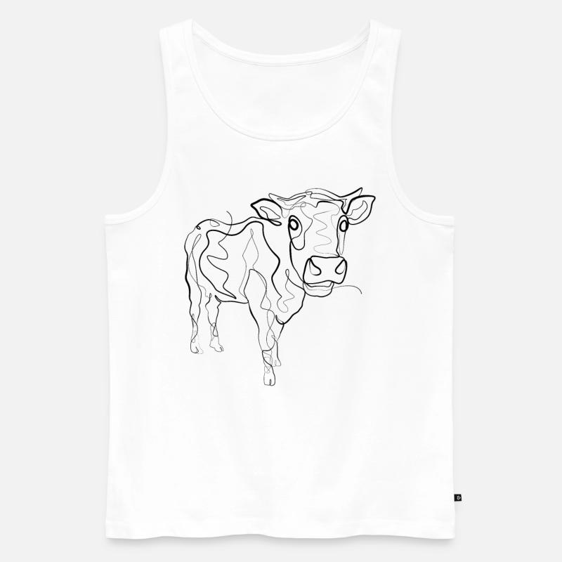 Kuh Bauer - one line drawing - Männer Premium Bio Tank Top - Weiß
