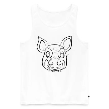 Porc - one line drawing - Débardeur bio Premium Homme - blanc - Devant - Michal (187cm)