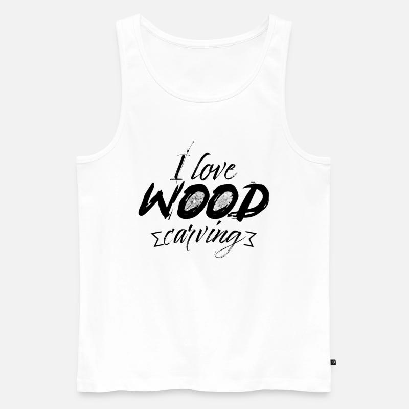 Holz Schnitzen - Männer Premium Bio Tank Top - Weiß