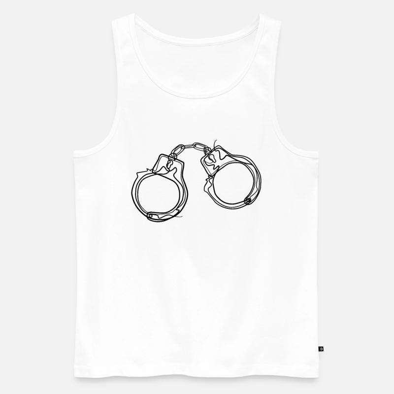 Handschellen - one line drawing - Männer Premium Bio Tank Top - Weiß