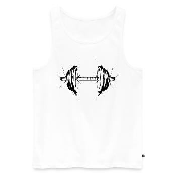 Hantel Fitness - Männer Premium Bio Tank Top - Weiß - Vorne - Michal (187cm)
