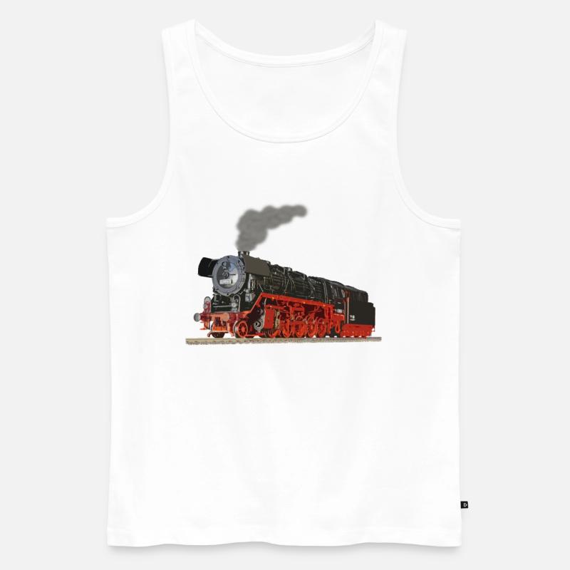 Dampflok Lokomotive Eisenbahn Geschenkidee - Männer Premium Bio Tank Top - Weiß