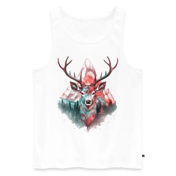 Hirsch Hirschgeweih Tier Natur Wald Wildnis Berge - Männer Premium Bio Tank Top - Weiß - Vorne - Michal (187cm)