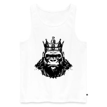 Roi Tête de Couronne de gorille - Débardeur bio Premium Homme - blanc - Devant - Michal (187cm)