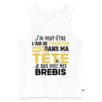 Brebis Mouton Agneau Laine Humour Ferme Agricole - Débardeur bio Premium Homme - blanc - Devant - Michal (187cm)