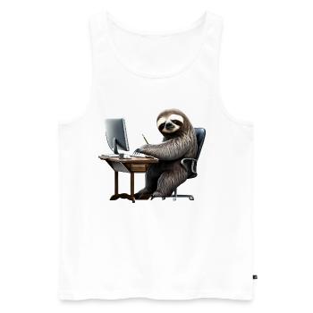 Office Sloth - Men's Premium Organic Tank Top - white - Front - AI Model Male 178 light (178cm)