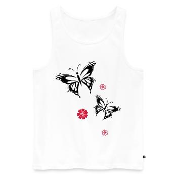 papillons fleurs fleurs insectes été - Débardeur bio Premium Homme - blanc - Devant - Michal (187cm)
