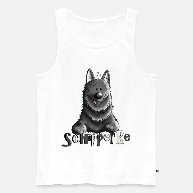 Pfiffiger Schipperke - Hund - Männer Premium Bio Tank Top - Weiß