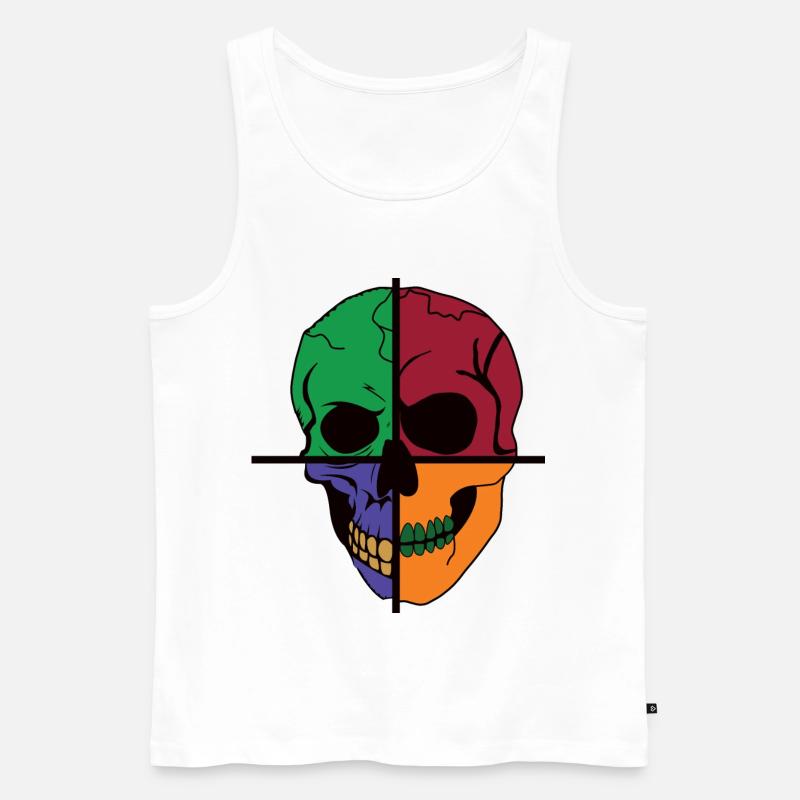 Vier geteilter Skelettschädel - Männer Premium Bio Tank Top - Weiß