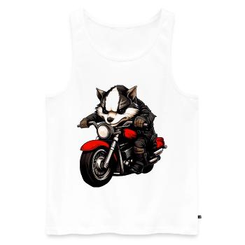 Motard Badger - Débardeur bio Premium Homme - blanc - Devant - AI Model Male 178 light (178cm)