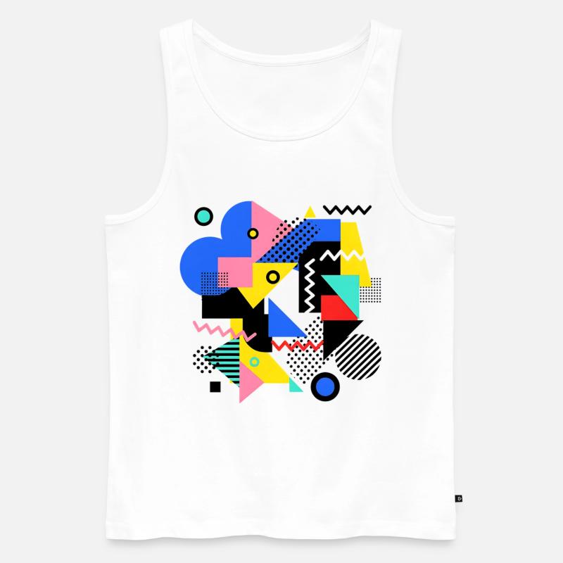 Geometrische Farbexplosion Pop Art - Männer Premium Bio Tank Top - Weiß