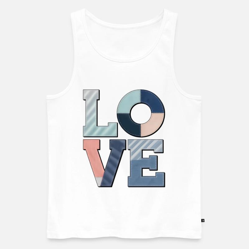 Love Design Geschenkidee Bunter Stoff Look - Männer Premium Bio Tank Top - Weiß