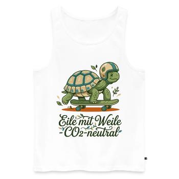 Schildkröte Skateboard Nachhaltig Spruch Design - Männer Premium Bio Tank Top - Weiß - Vorne - Michal (187cm)