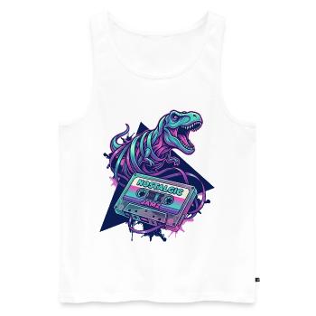 Dinosaur Nostalgic Neon Cassette 80s/90s - Men's Premium Organic Tank Top - white - Front - AI Model Male 178 light (178cm)