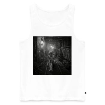 Wildcat Mine Noir Série Vintage Animal Crime - Débardeur bio Premium Homme - blanc - Devant - Michal (187cm)
