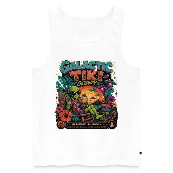 Galactic Tiki Alien Vacances rétro à Hawaï Science-fiction - Débardeur bio Premium Homme - blanc - Devant - Michal (187cm)