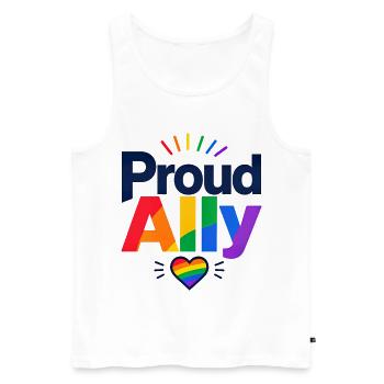 Proud Ally Spruch für LGBTQ Aktivisten & Fans CSD - Männer Premium Bio Tank Top - Weiß - Vorne - Michal (187cm)