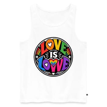 Love Is Love Regenbogen Statement Retro CSD - Männer Premium Bio Tank Top - Weiß - Vorne - Michal (187cm)