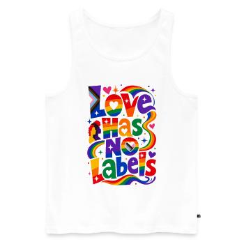 Love Has No Labels Spruch für Schwule & Lesben - Männer Premium Bio Tank Top - Weiß - Vorne - Michal (187cm)