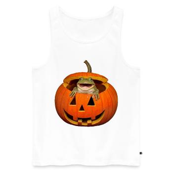 Halloween Frog in Pumpkin T-Shirt Funny - Men's Premium Organic Tank Top - white - Front - Michal (187cm)