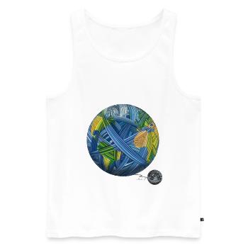 Notre petit monde - Terre et Lune - Débardeur bio Premium Homme - blanc - Devant - Michal (187cm)