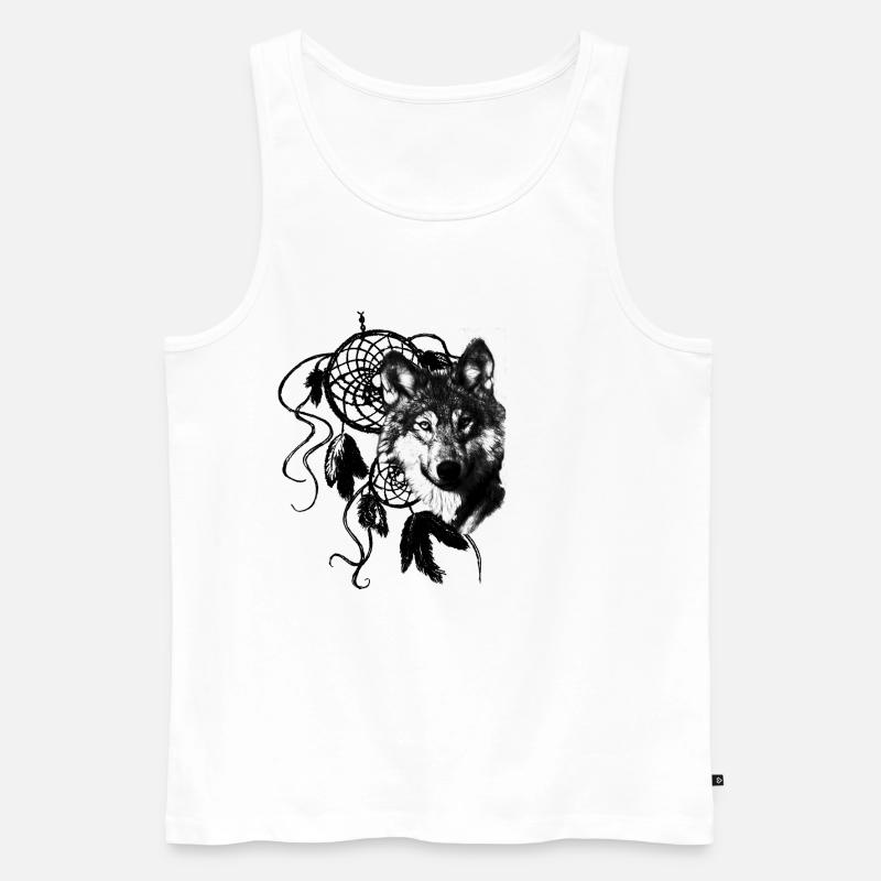 Wolf | Traumfänger | Geschenkidee - Männer Premium Bio Tank Top - Weiß