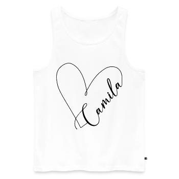 Camila Nom Ligne de Coeur - Débardeur bio Premium Homme - blanc - Devant - Michal (187cm)