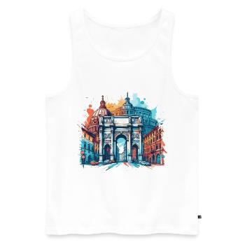 PULSIERENDES ROM: EIN BUNTER BLICK AUF DIE PRACHT ITALIENS - Männer Premium Bio Tank Top - Weiß - Vorne - Michal (187cm)