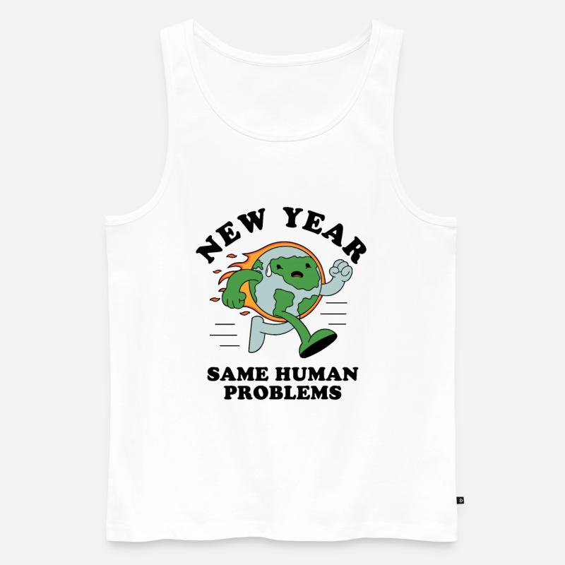 New Year Same Human Problems - Men's Premium Organic Tank Top - white