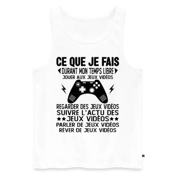 Ce que je fais pendant mon temps libre Jeux videos - Débardeur bio Premium Homme - blanc - Devant - Michal (187cm)