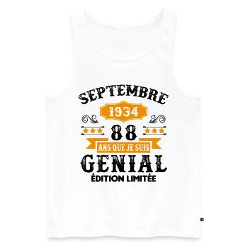 88 Ans Anniversaire Vintage Né(e) Septembre 1934 - Débardeur bio Premium Homme - blanc - Devant - Michal (187cm)
