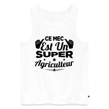 Ce Mec est Un Super Agriculteur Cadeau Humour - Débardeur bio Premium Homme - blanc - Devant - Michal (187cm)