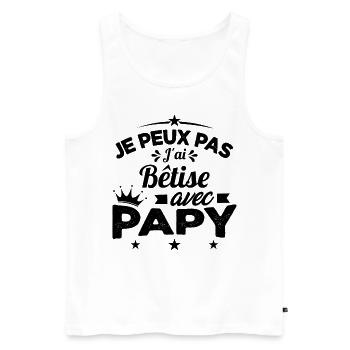 Je peux pas J'ai Bêtise Avec Papy Cadeau - Débardeur bio Premium Homme - blanc - Devant - Michal (187cm)