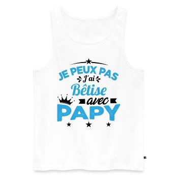 Je peux pas J'ai Bêtise Avec Papy Cadeau - Débardeur bio Premium Homme - blanc - Devant - Michal (187cm)