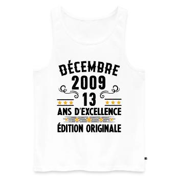 Cadeau Anniversaire Vintage 13 Ans Décembre 2009 - Débardeur bio Premium Homme - blanc - Devant - Michal (187cm)