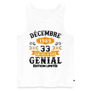 33 Ans Anniversaire Vintage En Décembre 1989 - Débardeur bio Premium Homme - blanc - Devant - Michal (187cm)