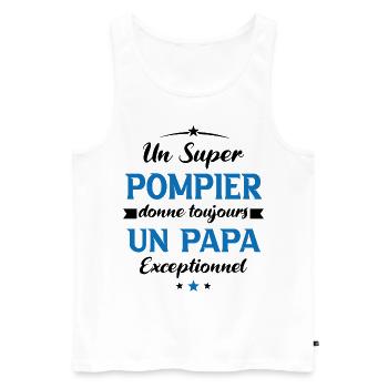Pompier futur papa sapeur pompier anniversaire - Débardeur bio Premium Homme - blanc - Devant - Michal (187cm)