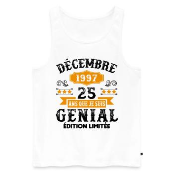 25 Ans Anniversaire Vintage Né(e) en Décembre 1997 - Débardeur bio Premium Homme - blanc - Devant - Michal (187cm)