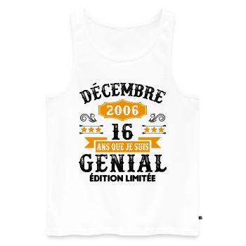 16 Ans Anniversaire Vintage Né(e) en Décembre 2006 - Débardeur bio Premium Homme - blanc - Devant - Michal (187cm)