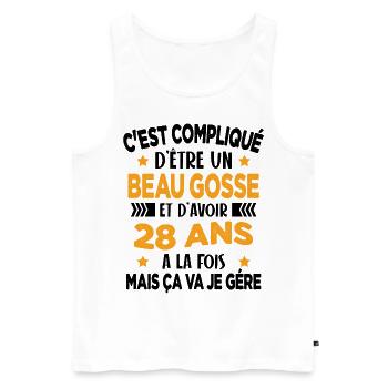 Beau gosse et d'avoir 28 ans Cadeau d'anniversaire - Débardeur bio Premium Homme - blanc - Devant - Michal (187cm)