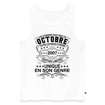 Les légendes sont nées en Octobre 2007 Cadeau - Débardeur bio Premium Homme - blanc - Devant - Michal (187cm)
