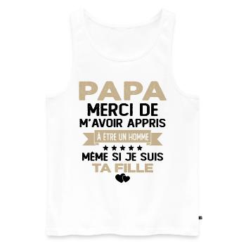 Homme Papa Fête Des Père Humour Cadeau Papa - Débardeur bio Premium Homme - blanc - Devant - Michal (187cm)
