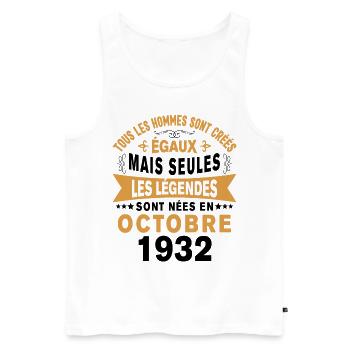 Les légendes sont nées en Octobre 1932 Cadeau - Débardeur bio Premium Homme - blanc - Devant - Michal (187cm)