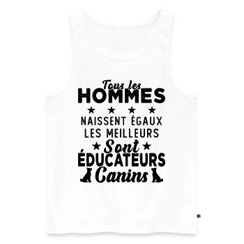 Homme Educateur Canin Chien Chiot Cadeau - Débardeur bio Premium Homme - blanc - Devant - AI Model Male 178 light (178cm)
