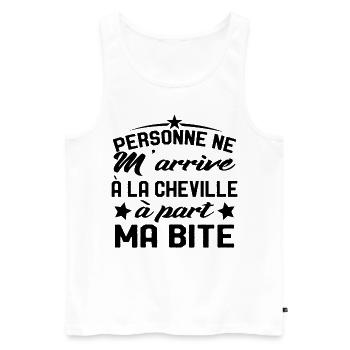 Homme Blague Bite Beauf Cadeau Humour Drôle - Débardeur bio Premium Homme - blanc - Devant - Michal (187cm)