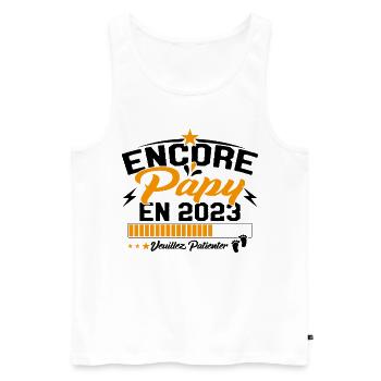 Annonce Grossesse Encore Papy 2023 Cadeau - Débardeur bio Premium Homme - blanc - Devant - AI Model Male 178 light (178cm)