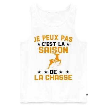 C'est La Saison De La Chasse Humour Chasseur - Débardeur bio Premium Homme - blanc - Devant - AI Model Male 178 light (178cm)