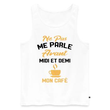Ne Pas Me Parle Pas Avant Mon Café Humour Cadeau - Débardeur bio Premium Homme - blanc - Devant - Michal (187cm)
